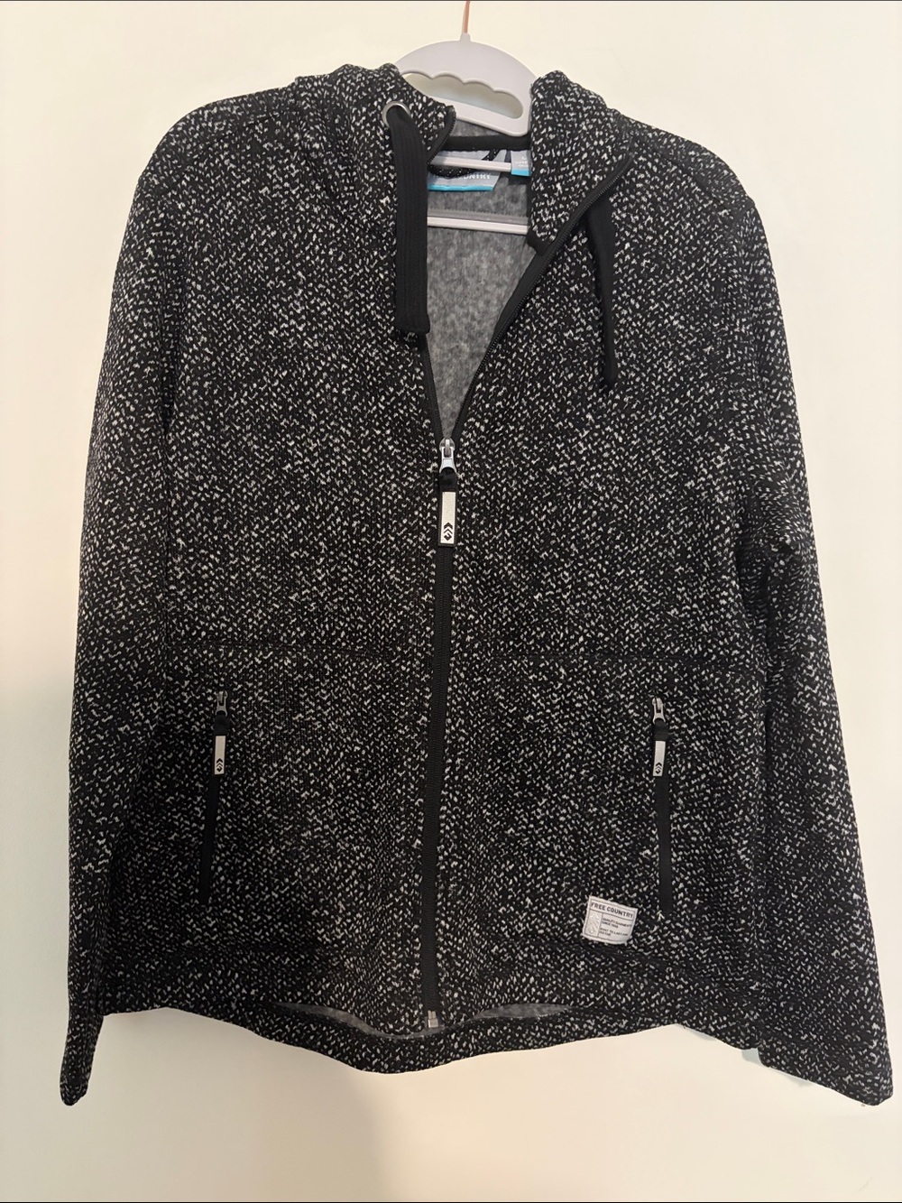 Free Country Black and White Speckled Zip Hoodie